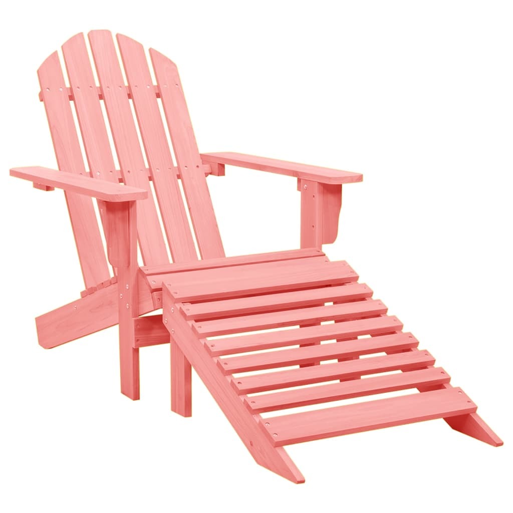 Patio Adirondack Chair with Ottoman Solid Fir Wood Pink