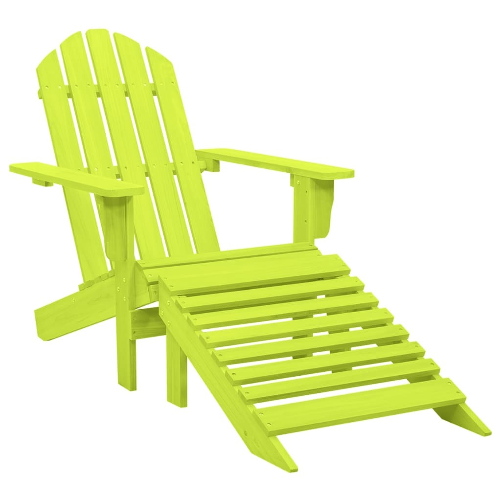 Patio Adirondack Chair with Ottoman Solid Fir Wood Green