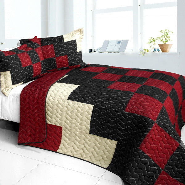 [One Fine Wire] 3PC Vermicelli - Quilted Patchwork Quilt Set (Full/Queen Size)