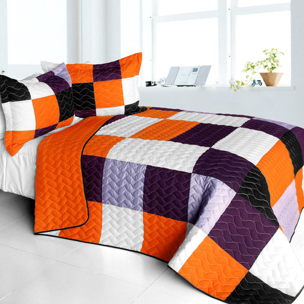 [Chess Game] 3PC Vermicelli - Quilted Patchwork Quilt Set (Full/Queen Size)