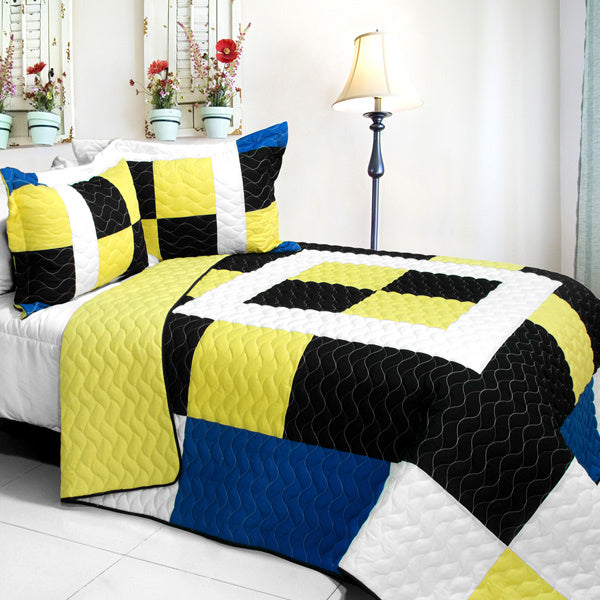 [Brave Heart] 3PC Vermicelli - Quilted Patchwork Quilt Set (Full/Queen Size)