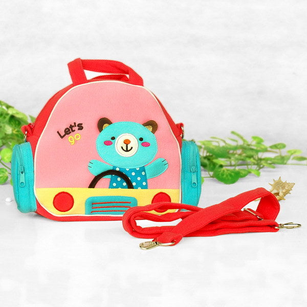 [Joyce Bear] Embroidered Applique Fabric Art Shoulder Bag / Swingpack / Travel Bag (8.3*8.3*2.7)