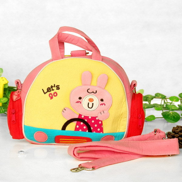 [Joyce Rabbit] Embroidered Applique Fabric Art Shoulder Bag / Swingpack / Travel Bag (8.3*8.3*2.7)