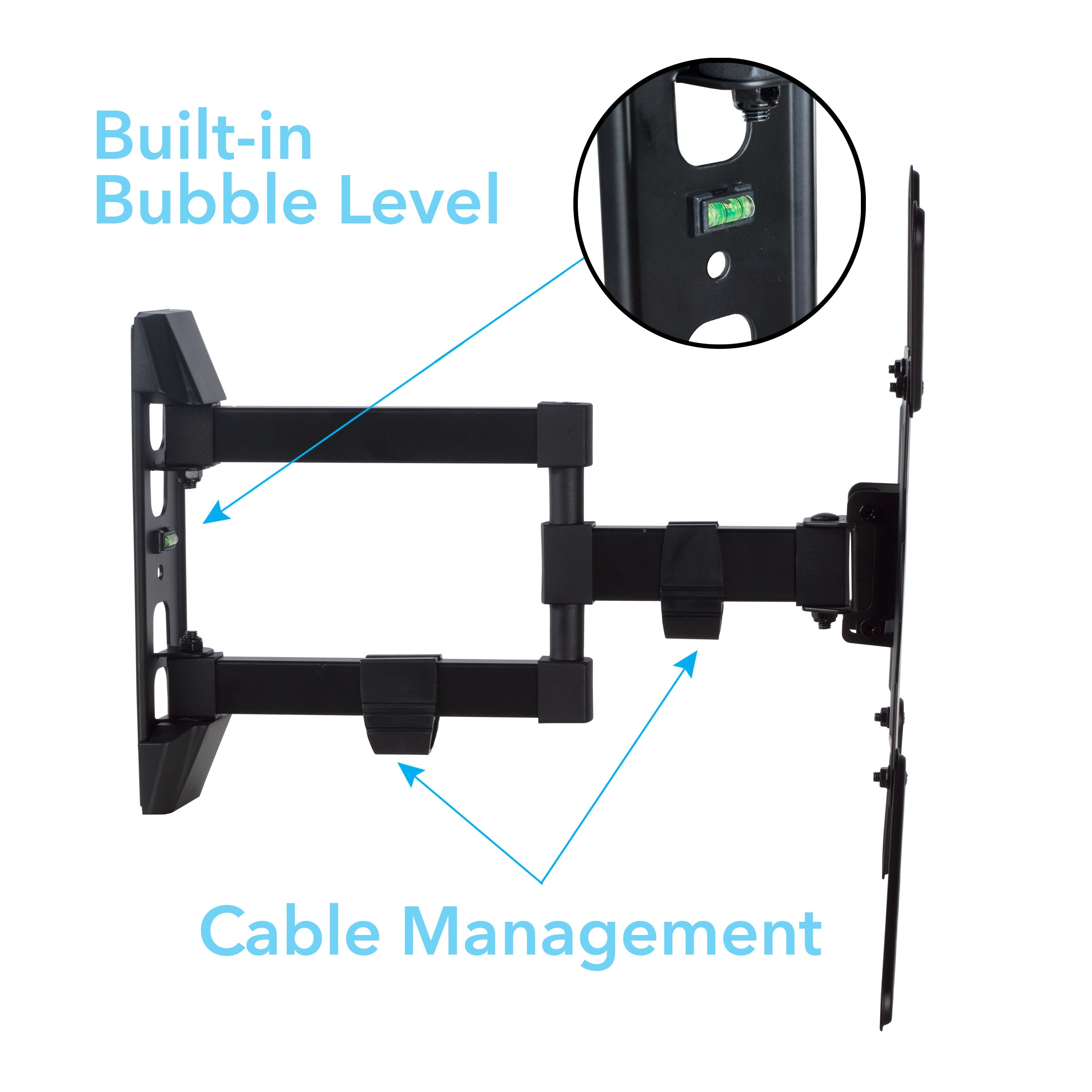 Atlantic Full-Motion Mount Kit for 23"-60" TVs, Low-Profile Extend & Tilt (with Built-in-Leveler)