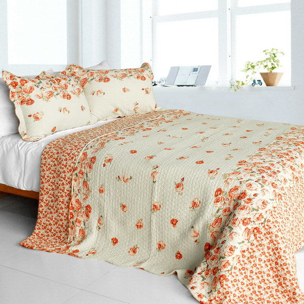 [Newlyweds2] Cotton 3PC Vermicelli-Quilted Printed Quilt Set (Full/Queen Size)