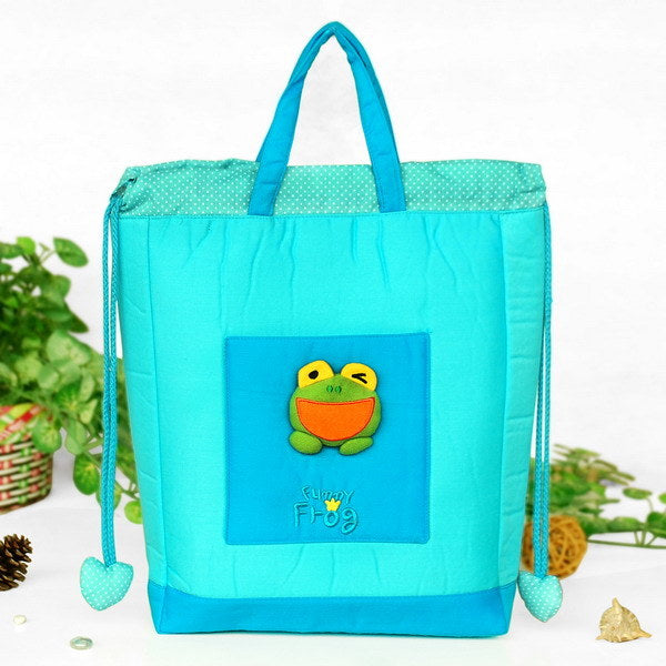 [Frog Prince] Embroidered Applique Kids HangBag / Drawstring Bag / Bucket Bag (9.8*11*3)