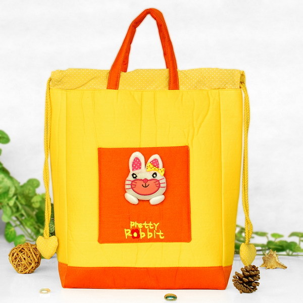 [Super Rabbit] Embroidered Applique Kids HangBag / Drawstring Bag / Bucket Bag (9.8*11*3)