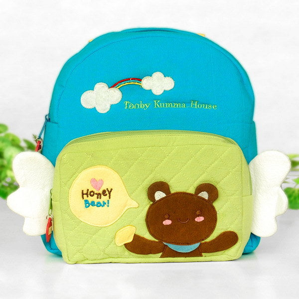 [Honey Bear] Embroidered Applique Kids Fabric Art School Backpack / Outdoor Backpack (8.7*9*2.8)