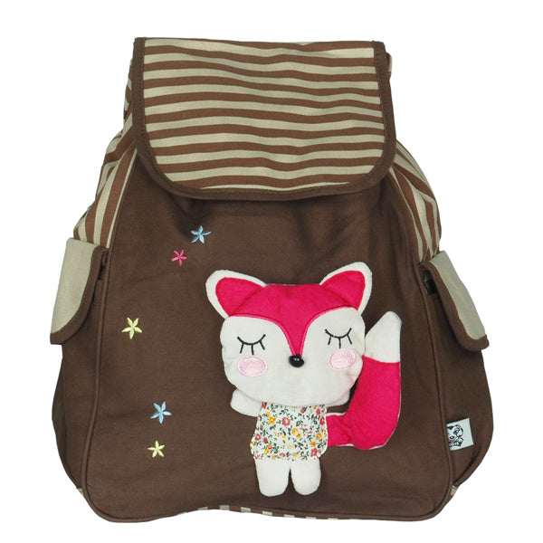 [Cute Fox] Fabric Art School Backpack Outdoor Daypack