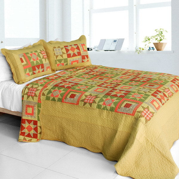 [Twilight Time] Cotton 3PC Vermicelli-Quilted Printed Quilt Set (Full/Queen Size)