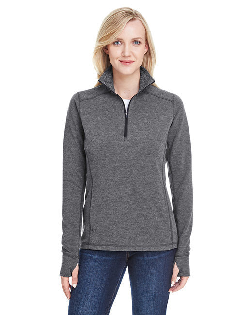Ladies' Omega Stretch Quarter-Zip - CHARCOAL TRBLND - S