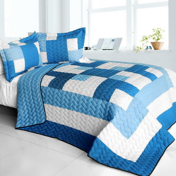 [Fans of Sky] Brand New Vermicelli-Quilted Patchwork Quilt Set Full/Queen