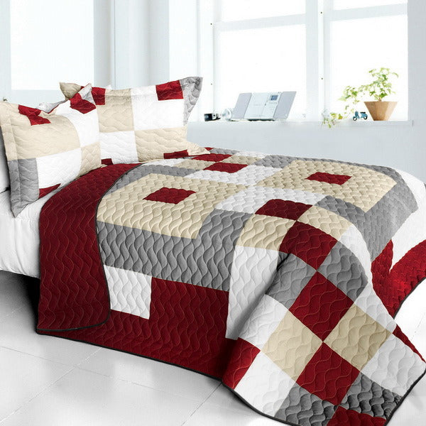 [Cake's Queen] Brand New Vermicelli-Quilted Patchwork Quilt Set Full/Queen