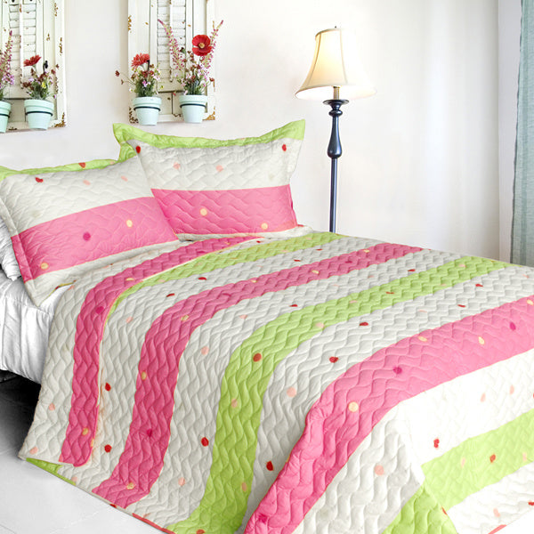 [Colorful Life] Cotton 2PC Vermicelli-Quilted Patchwork Quilt Set (Twin Size)