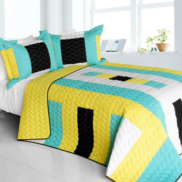 [Enternal Flame] 3PC Vermicelli - Quilted Patchwork Quilt Set (Full/Queen Size)