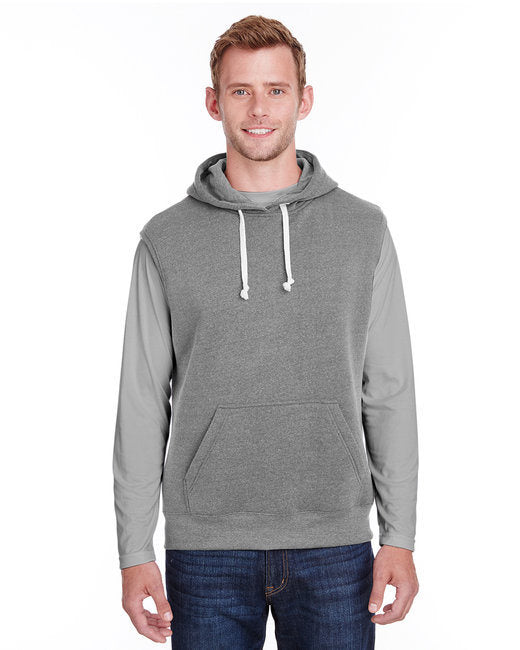 Adult Triblend Fleece Sleeveless Hooded Sweatshirt - BLACK - S