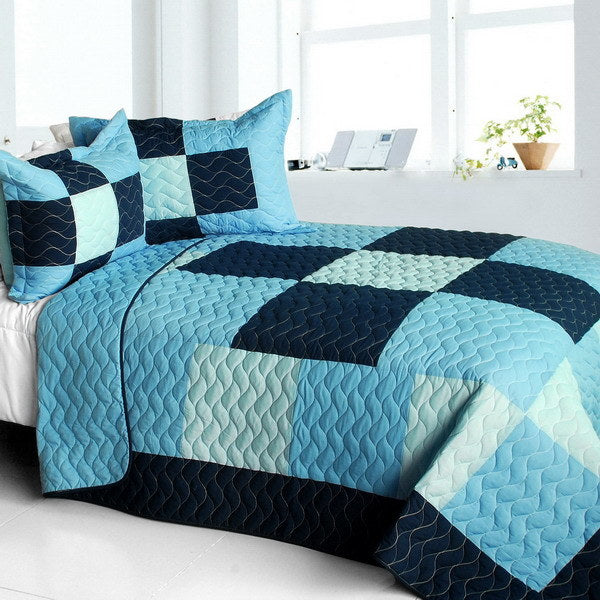 [The Game] Vermicelli-Quilted Patchwork Plaid Quilt Set Full/Queen