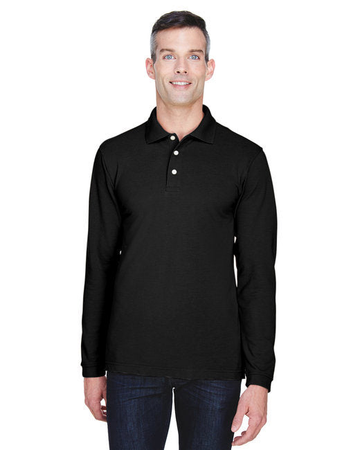 Men's 5.6 oz. Easy Blend™ Long-Sleeve Polo - BLACK - XS