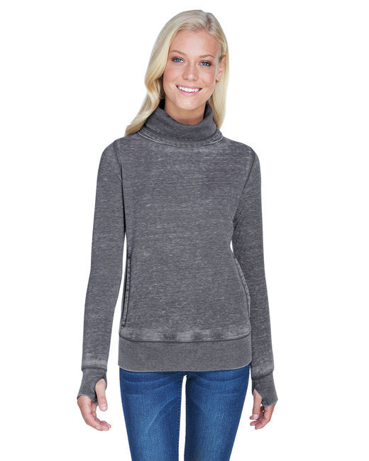 Ladies' Zen Fleece Cowl Neck - CEMENT - S