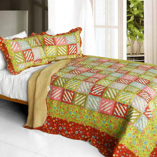 [Paradise Ranch] 3PC Cotton Vermicelli-Quilted Printed Quilt Set (Full/Queen Size)