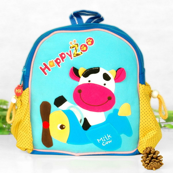 [Flying Cow] Embroidered Applique Kids Fabric Art School Backpack / Outdoor Backpack (9.0*9.8*2.7)