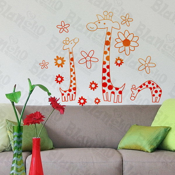 Giraffe's Family- Wall Decals Stickers Appliques Home Dcor