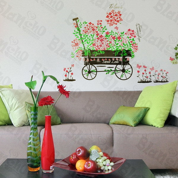 Flowers And Pushcart - Wall Decals Stickers Appliques Home Dcor