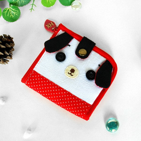 [Dreamy Bear] Embroidered Applique Fabric Art Trifold Wallet Purse / Card Holder (7.8*4.1)
