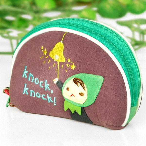 [Cute Girl] Embroidered Applique Fabric Art Wrist Wallet / Coin Purse / Wrist Pack (5.9*3.9)