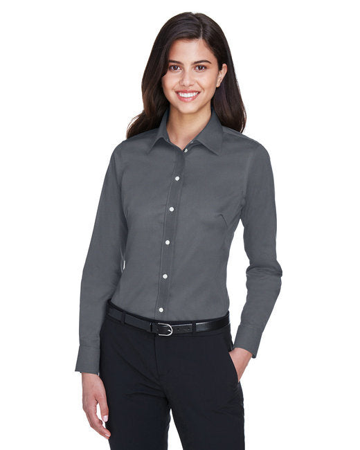 Ladies' Crown Woven Collection™ Solid Stretch Twill - BLACK - XS