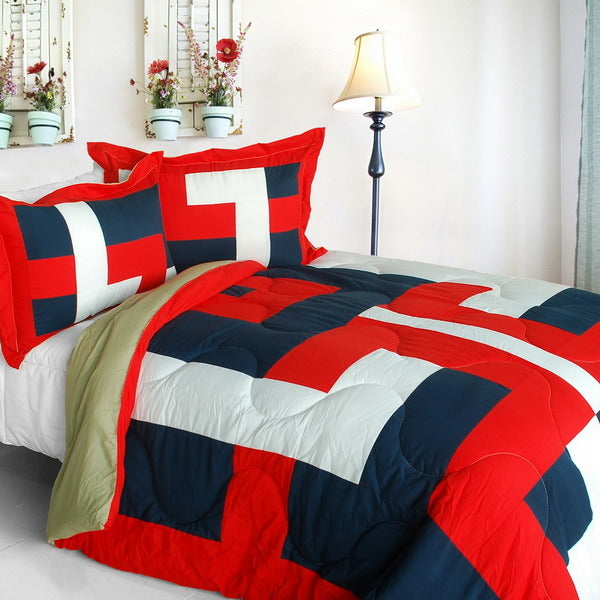 [Warm Cabin] Quilted Patchwork Down Alternative Comforter Set (Full/Queen Size)