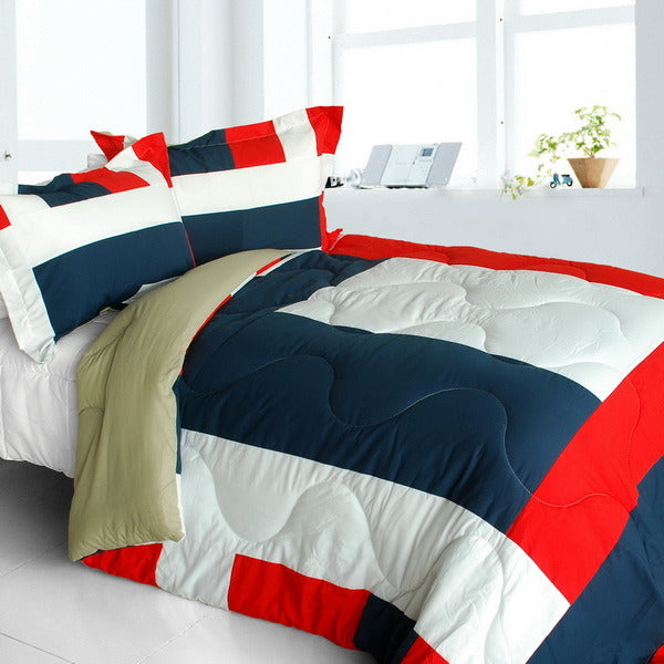 [Loving Lorraine] Quilted Patchwork Down Alternative Comforter Set (King Size)