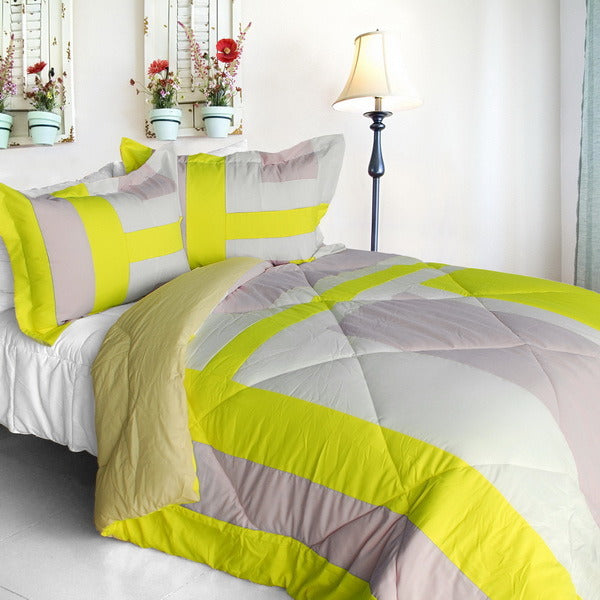 [Love of Bedford] Quilted Patchwork Down Alternative Comforter Set (Twin Size)