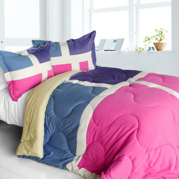 [Nice Tamil] Quilted Patchwork Down Alternative Comforter Set (Twin Size)