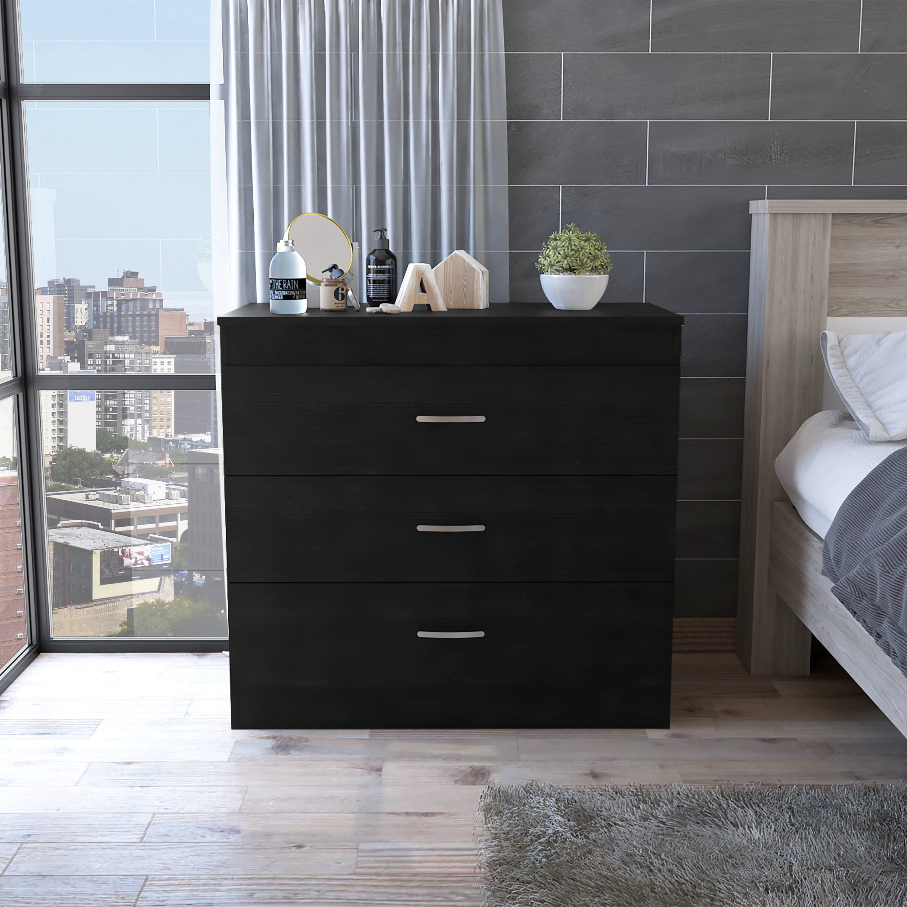 Bethage 3-Drawer Dresser Black Wengue