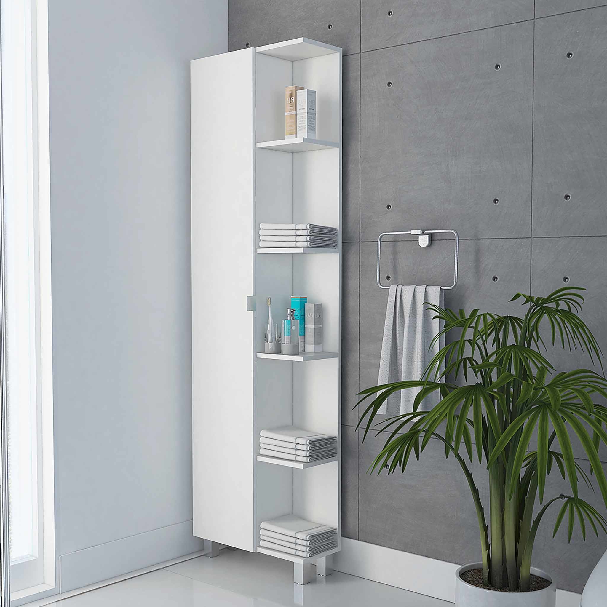 Portland 5-Shelf Linen Cabinet White