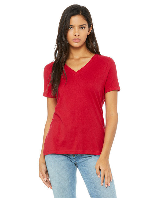 Ladies' Relaxed Jersey V-Neck T-Shirt - BERRY - S