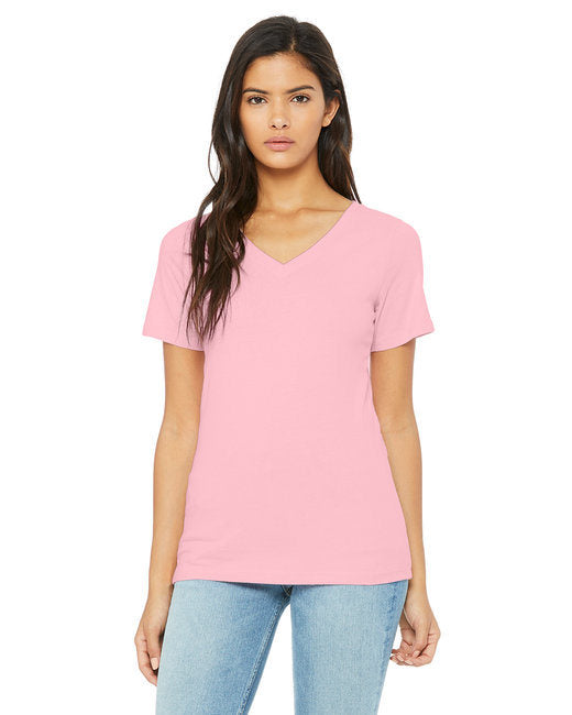 Ladies' Relaxed Jersey V-Neck T-Shirt - BERRY - S