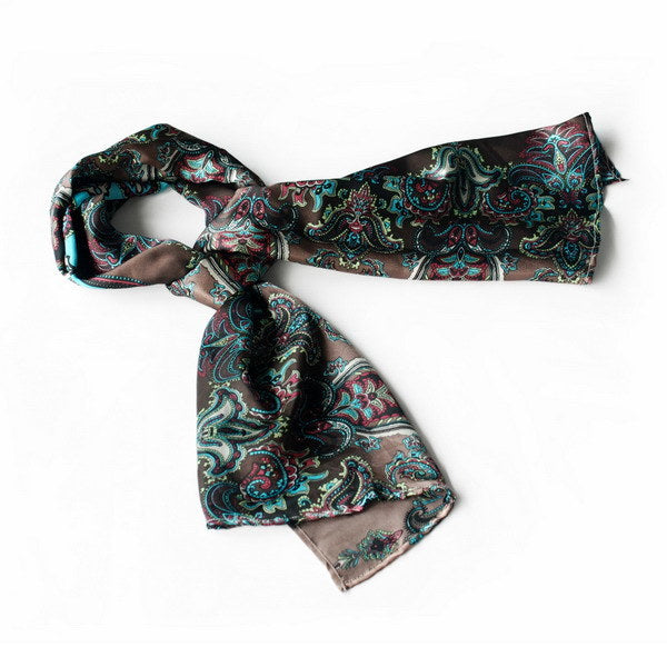 Blando Black & Blue Paisley Patterns Revitalized Style Soft Silk Scarf/Wrap/Shawl(Small)