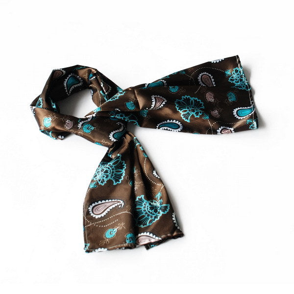 Blando Dark Brown Paisley & Flower Pattern Elegant Extremely Soft Silk Scarf/Wrap/Shawl(Large)