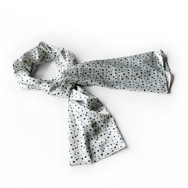 Blando White Background Little Black Dots Douce Extremely Soft Silk Scarf/Wrap/Shawl(Large)