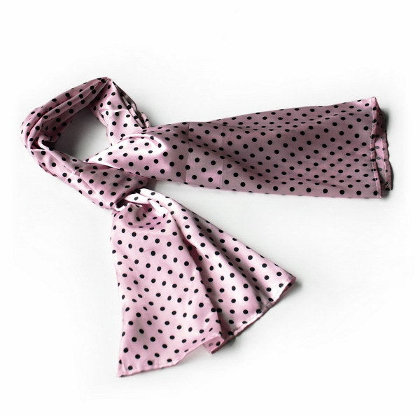 Blando Pink Background Small Cute Black Dot Design Soft Silk Scarf/Wrap/Shawl(Small)