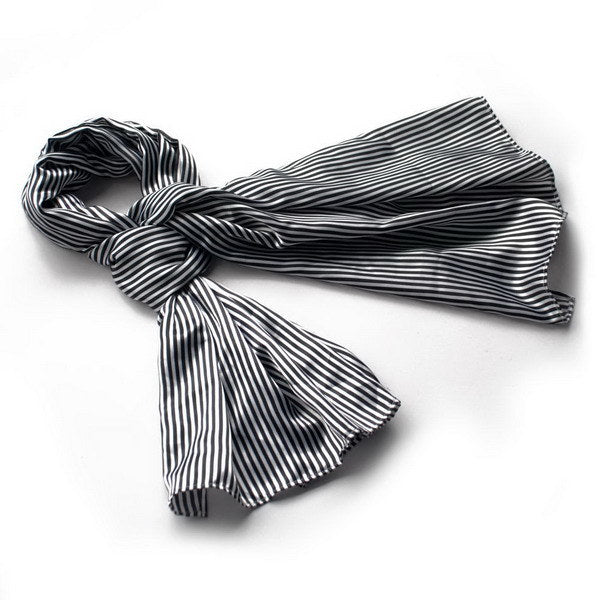 Blando Black & White Stripe Elegant Fashion Soft Natural Silk Scarf/Wrap/Shawl(Large)