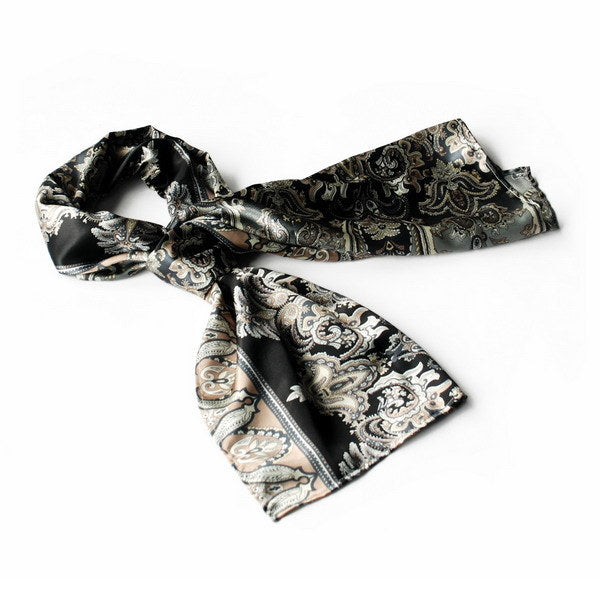 Blando Black Revitalized Paisley Patterns Elegant Delicately Soft Silk Scarf/Wrap/Shawl(Small)