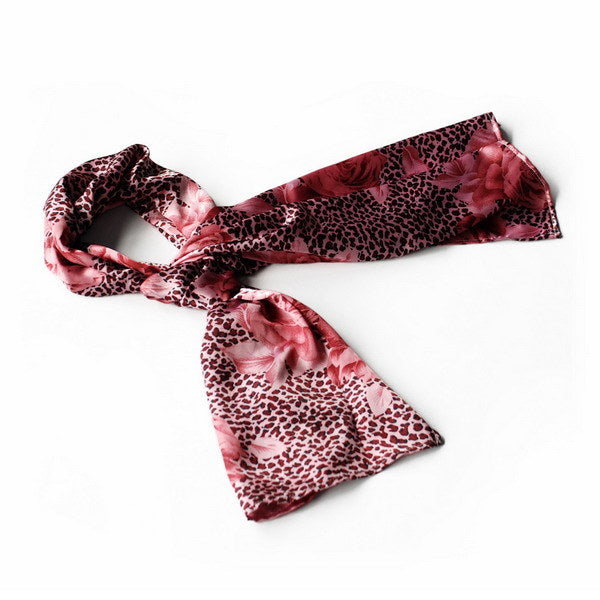 Blando Pink Leopard & Rose Floral Pattern Stylish super soft Silk Scarf/Wrap/Shawl(Large)