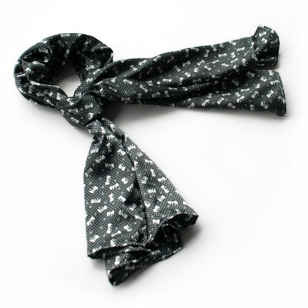 Blando Black Lovely Bowknot Design Natural Elegant Silk Scarf/Wrap/Shawl(Small)