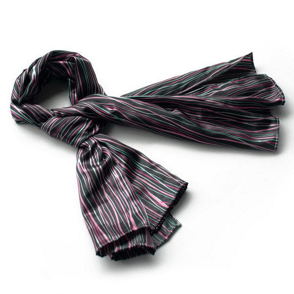 Blando Black Irregular Stripe Chic Exquisitely Soft Luxuriant Silky Scarf/Wrap/Shawl(Large)