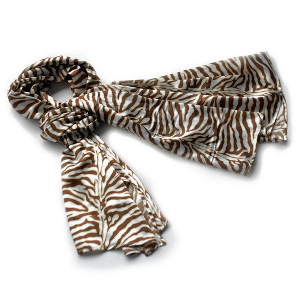 Blando Brown Funky Zebra Animal Pattern super soft Silk Scarf/Wrap/Shawl(Small)