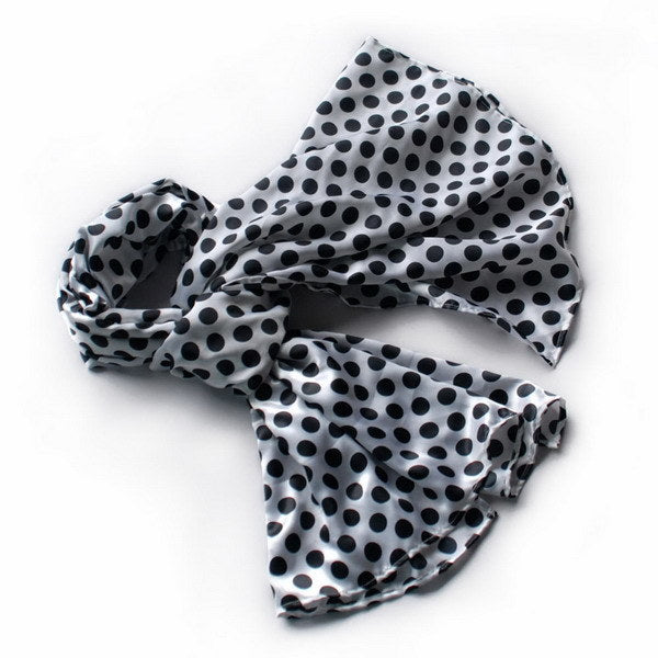 Blando Lovely Black Spots & White Base Design Super Soft Silk Scarf/Wrap/Shawl(Large)