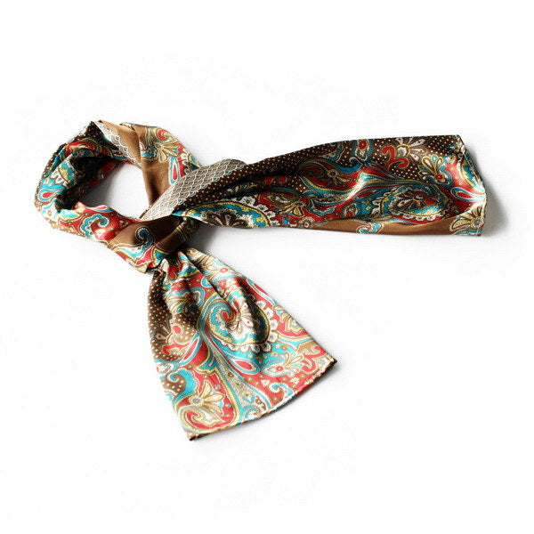 Blando Coffee Paisley & Multi-Pattern Fashion Graceful Soft Silk Scarf/Wrap/Shawl(Small)